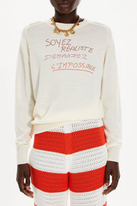 Pull à motifs en strass en laine - Blanc