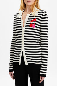 Chemise en maille rayée - Écru