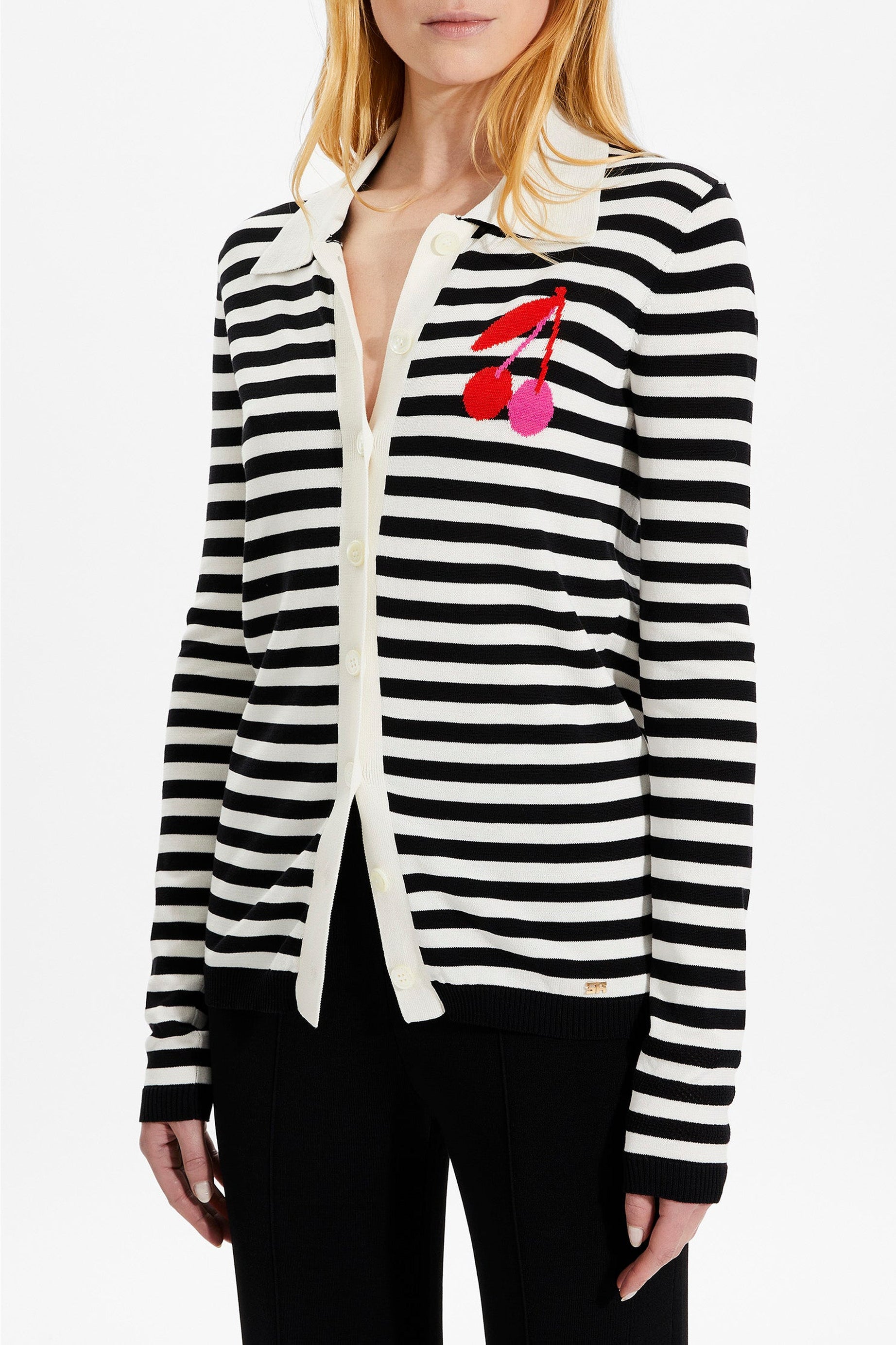 Chemise en maille rayée - Écru