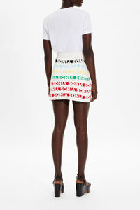 Jupe courte rayée - Multicolor Blanc