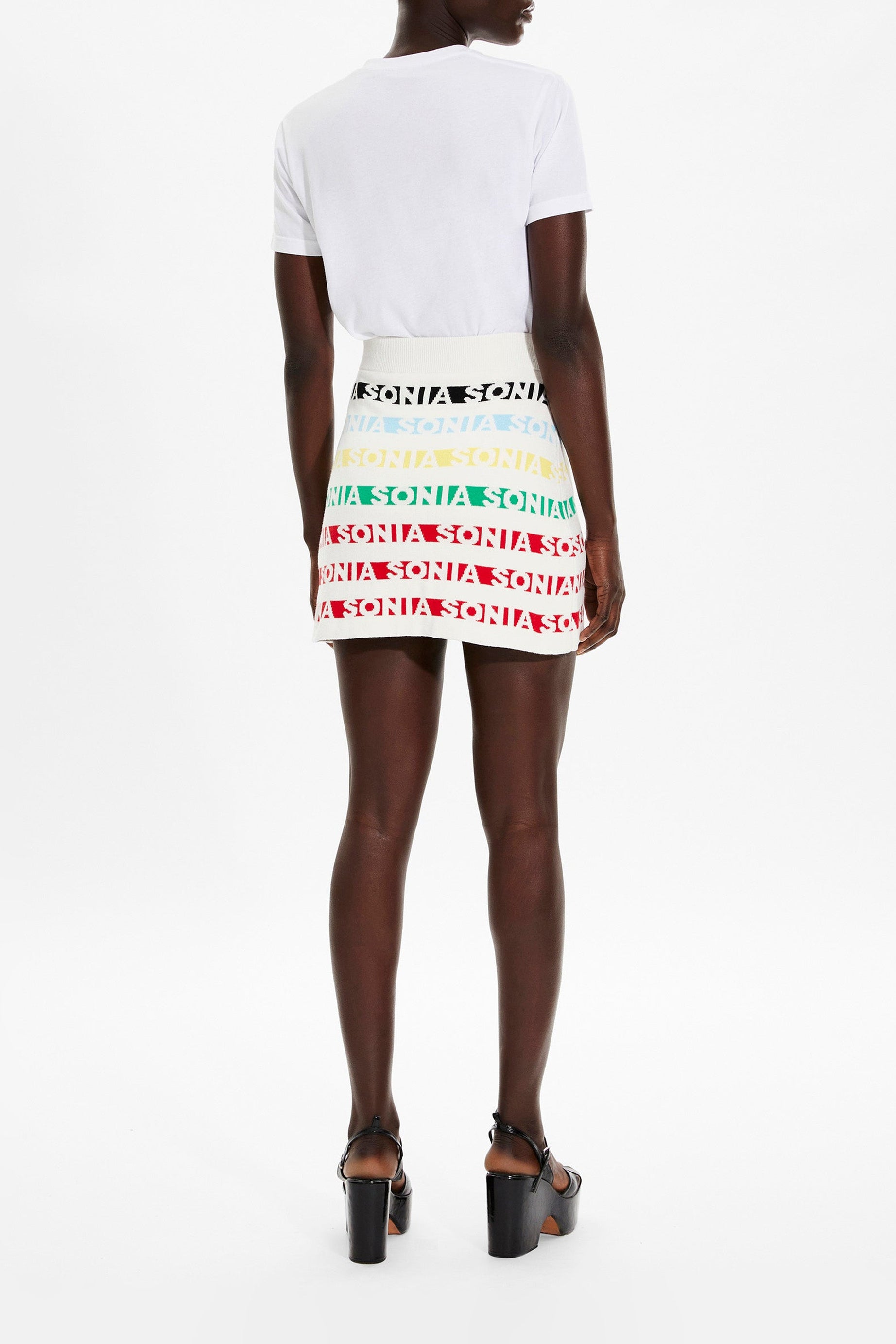 Jupe courte rayée - Multicolor Blanc