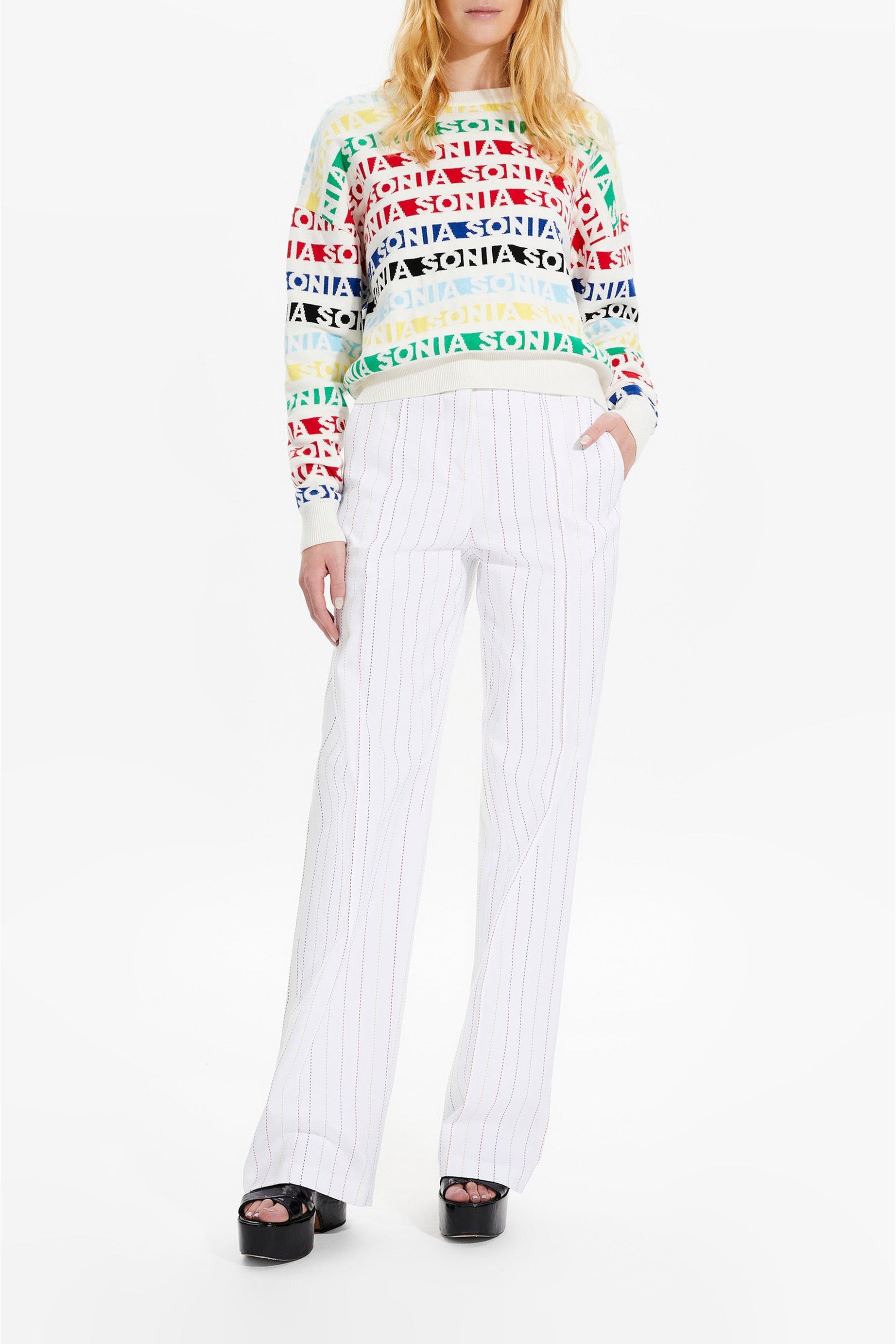 Pull Sonia rayé - Multicolor Blanc
