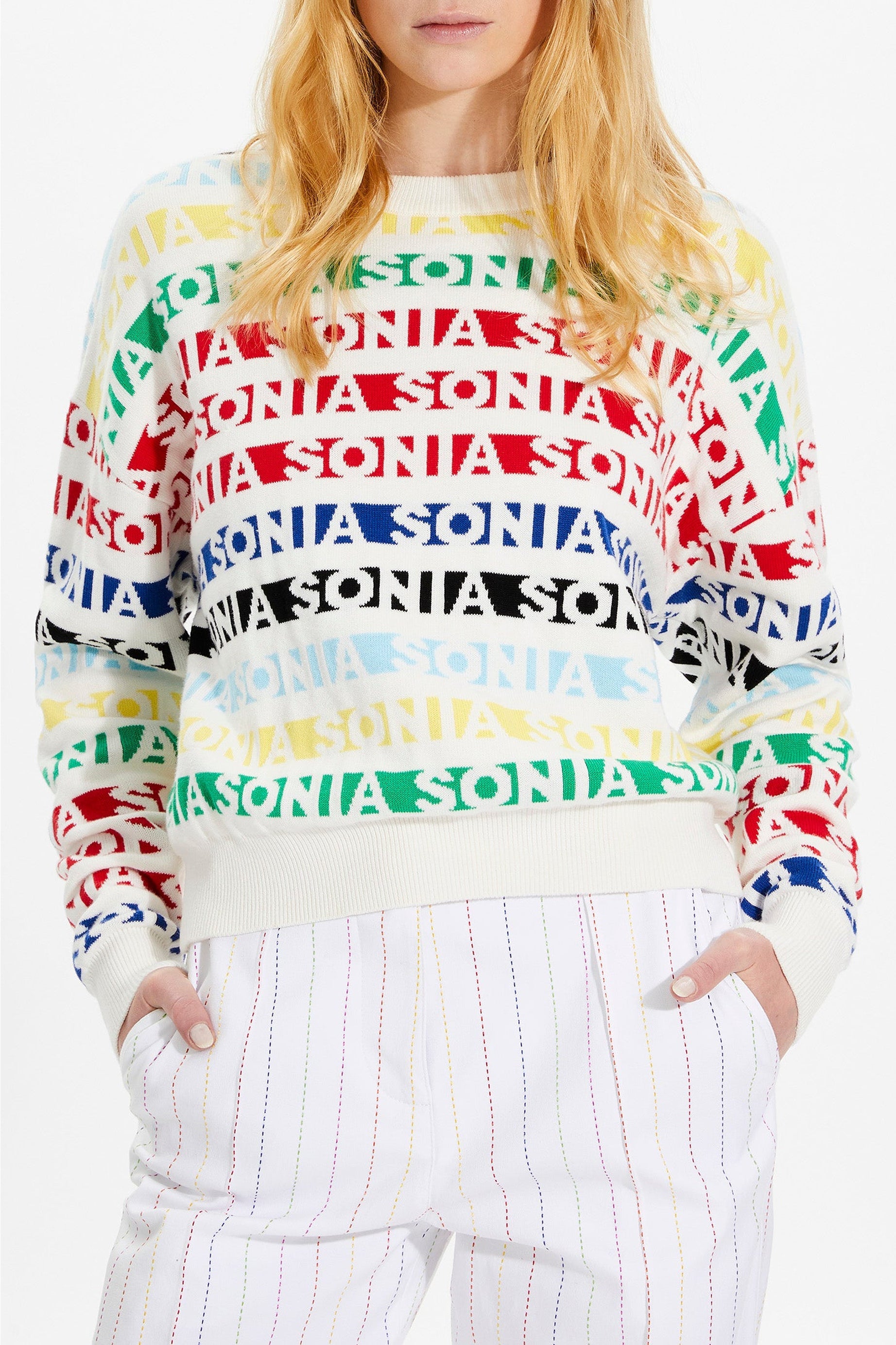 Pull Sonia rayé - Multicolor Blanc