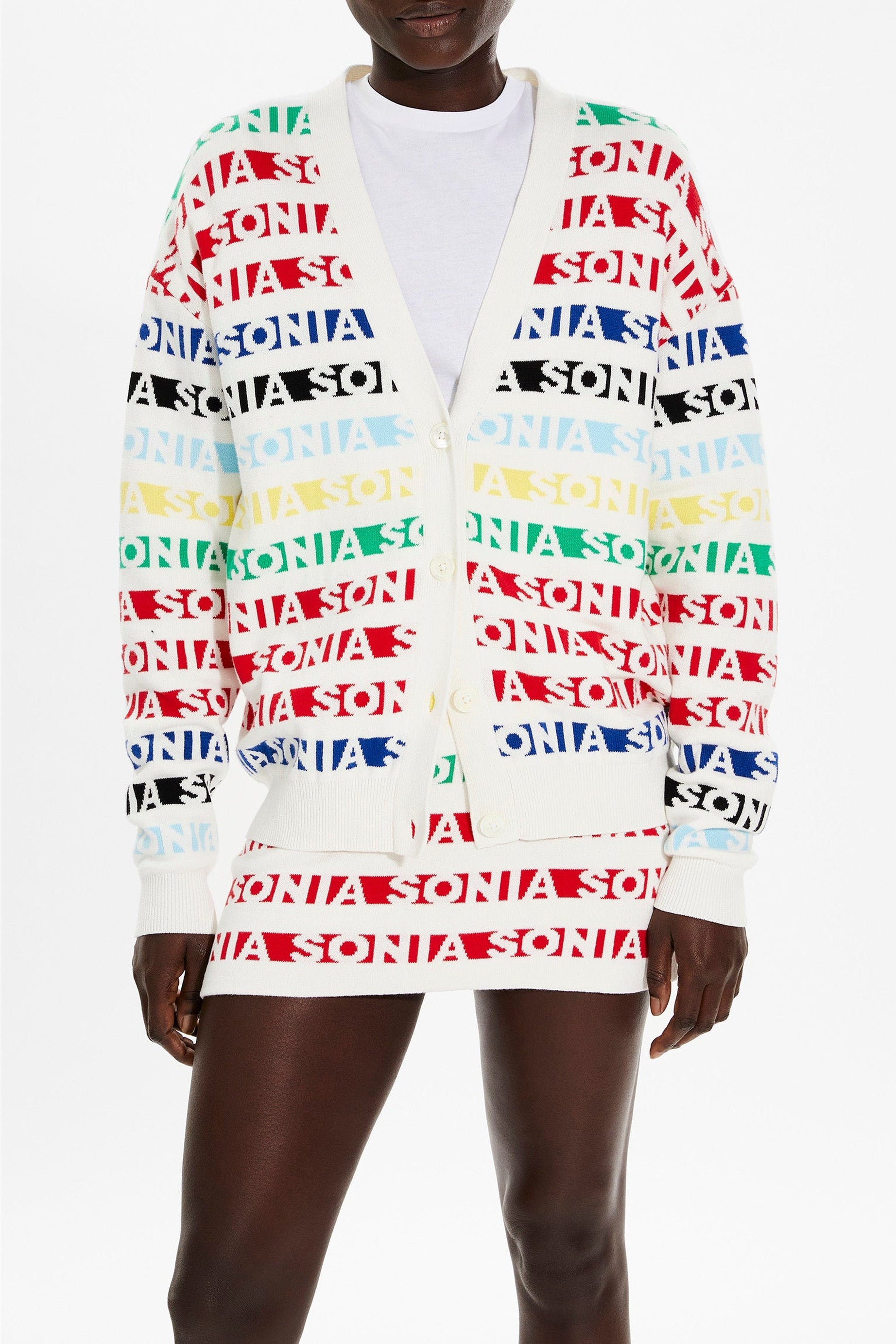 Cardigan Sonia rayé - Multicolor Blanc