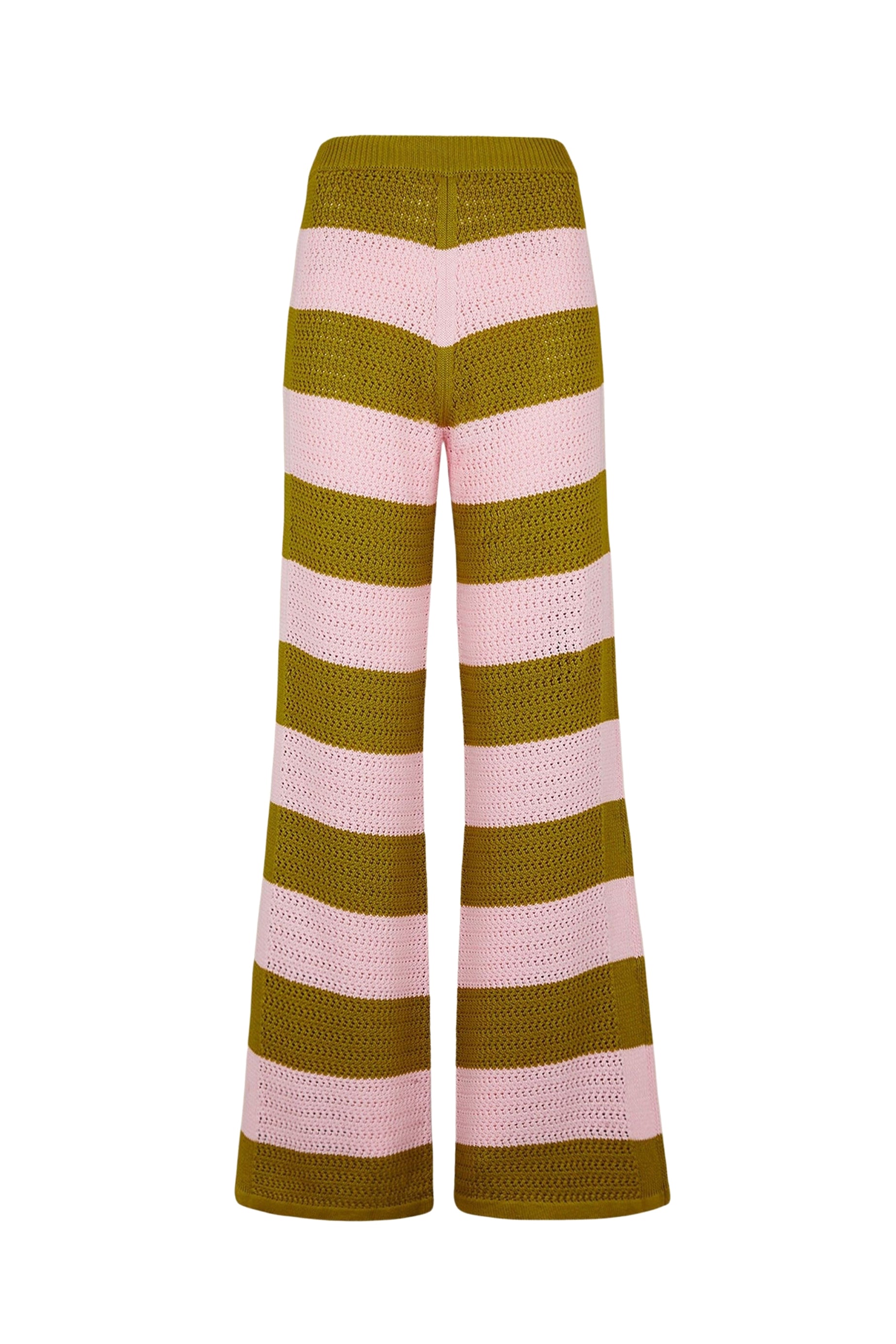 Pantalon ajouré et bicolore rayé - Baby Pink & Kaki