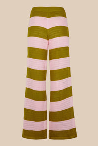 Pantalon ajouré et bicolore rayé - Baby Pink & Kaki