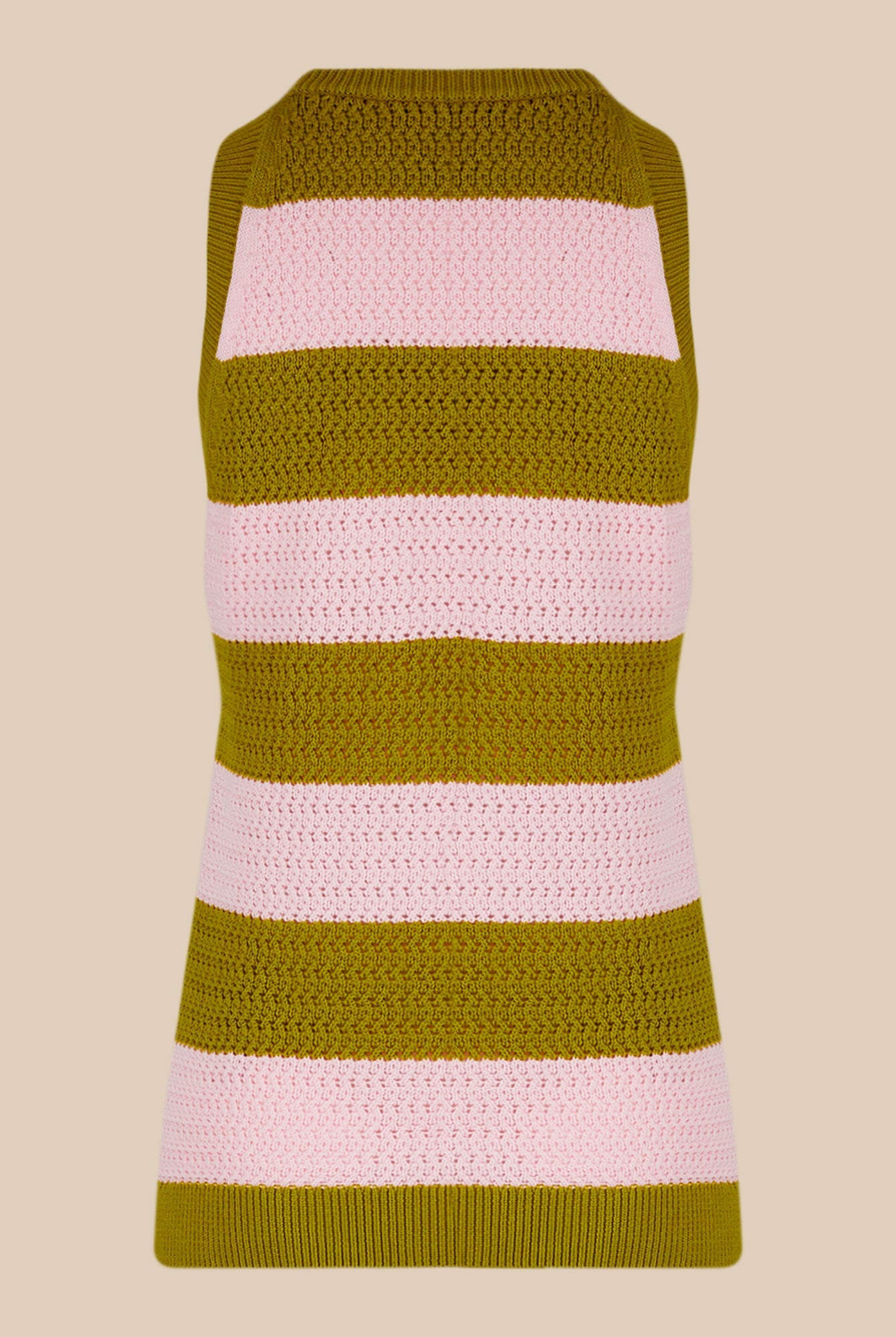 Débardeur ajouré et bicolore rayé - Baby Pink & Kaki