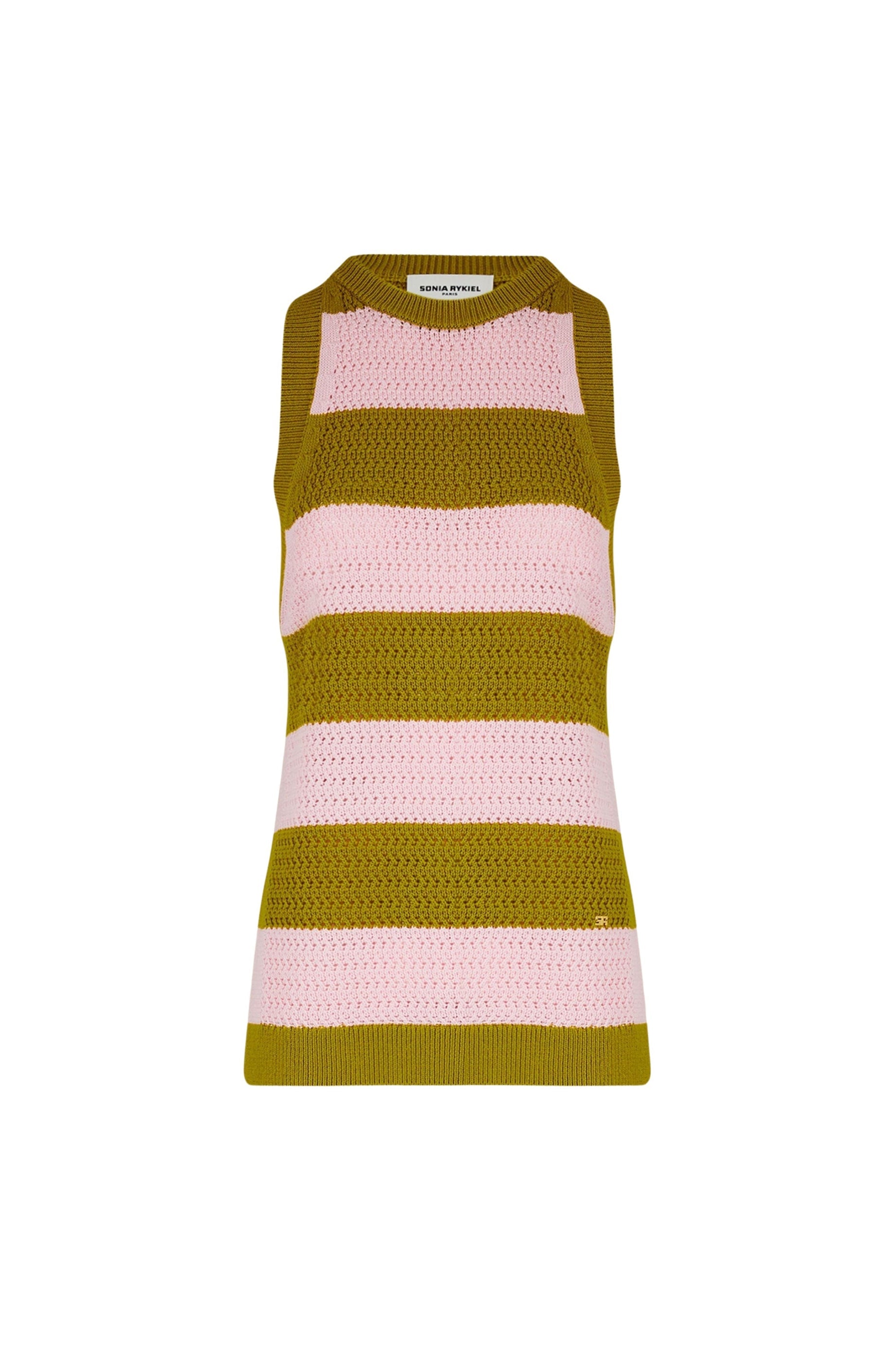 Débardeur ajouré et bicolore rayé - Baby Pink & Kaki