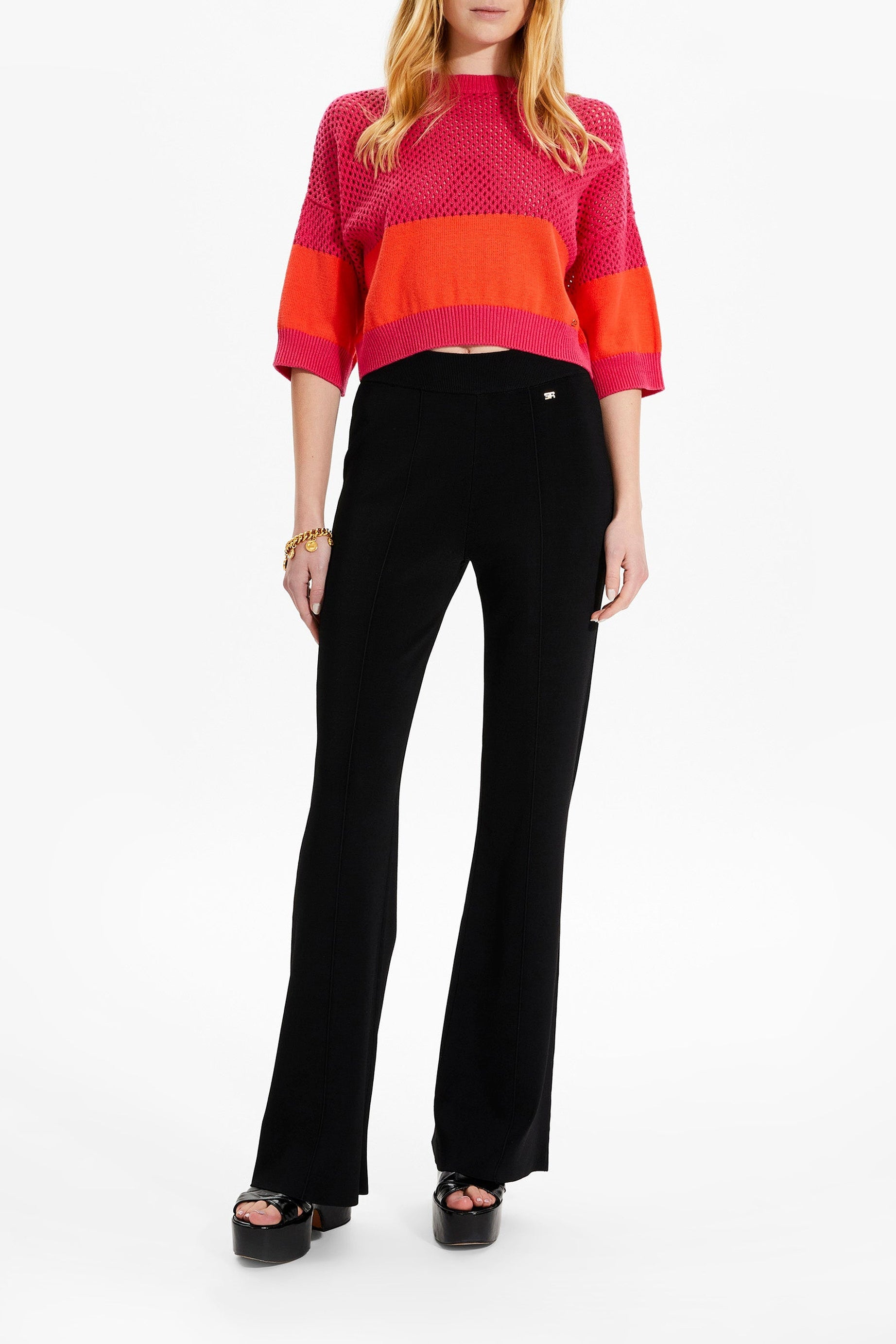 Top court en résille - Fuchsia & Corail