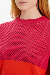 Top court en résille - Fuchsia & Corail