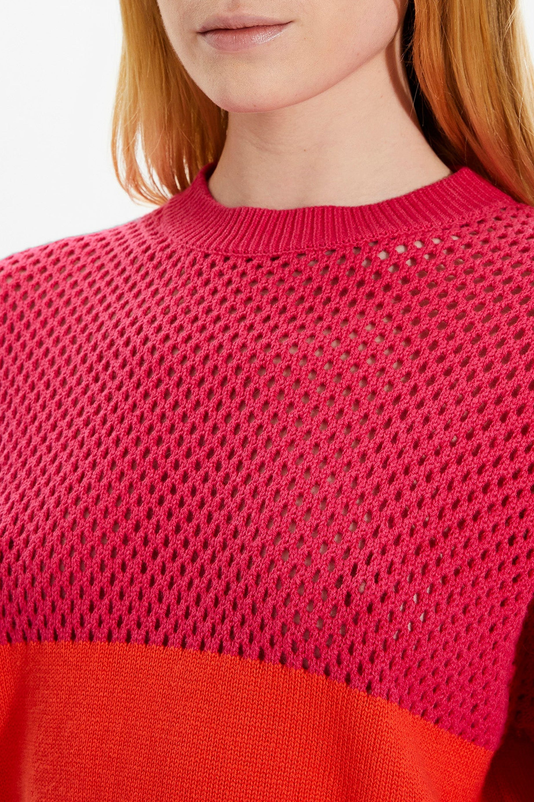Top court en résille - Fuchsia & Corail