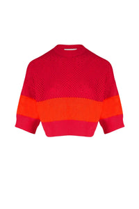 Top court en résille - Fuchsia & Corail