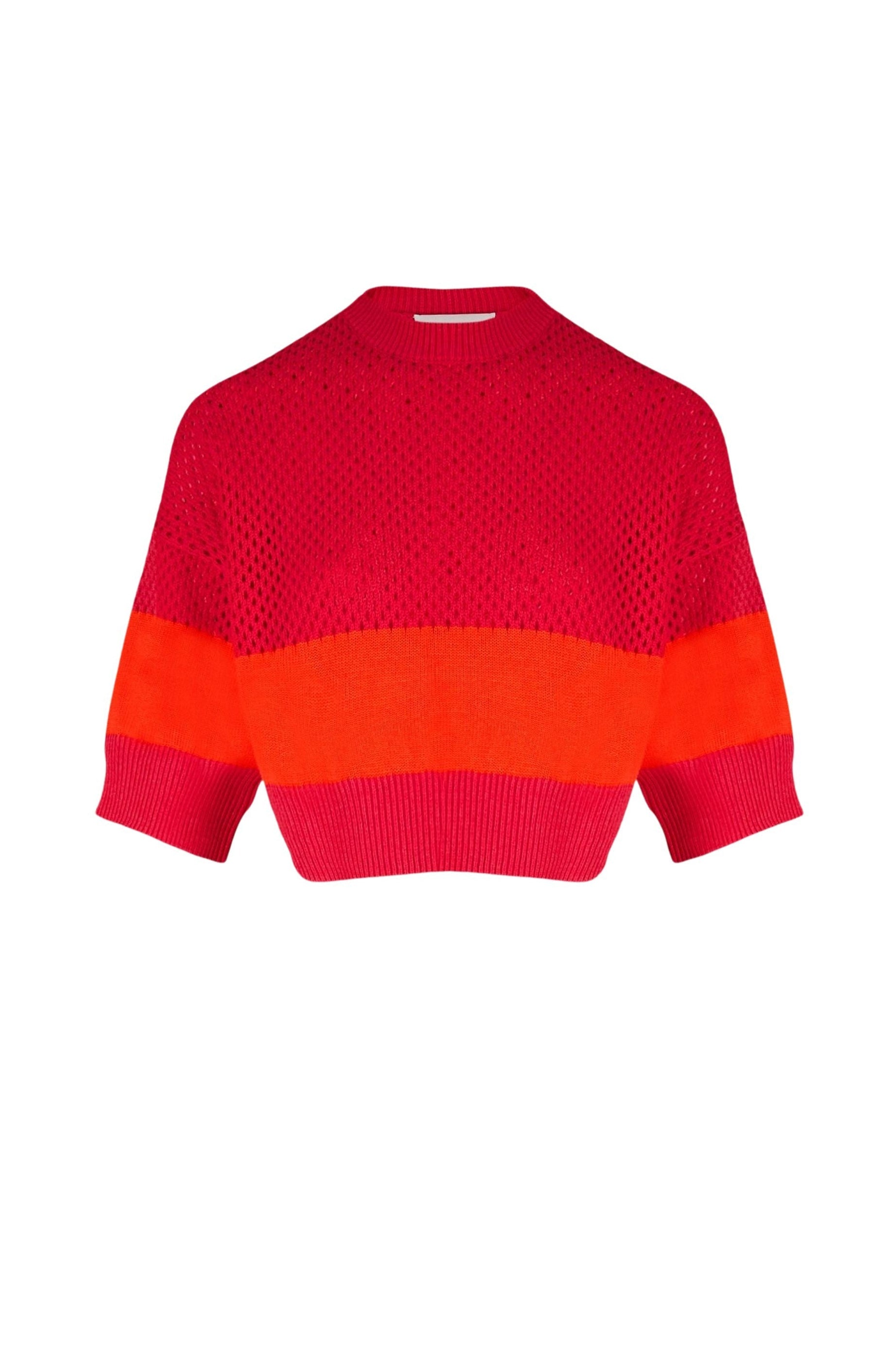 Top court en résille - Fuchsia & Corail