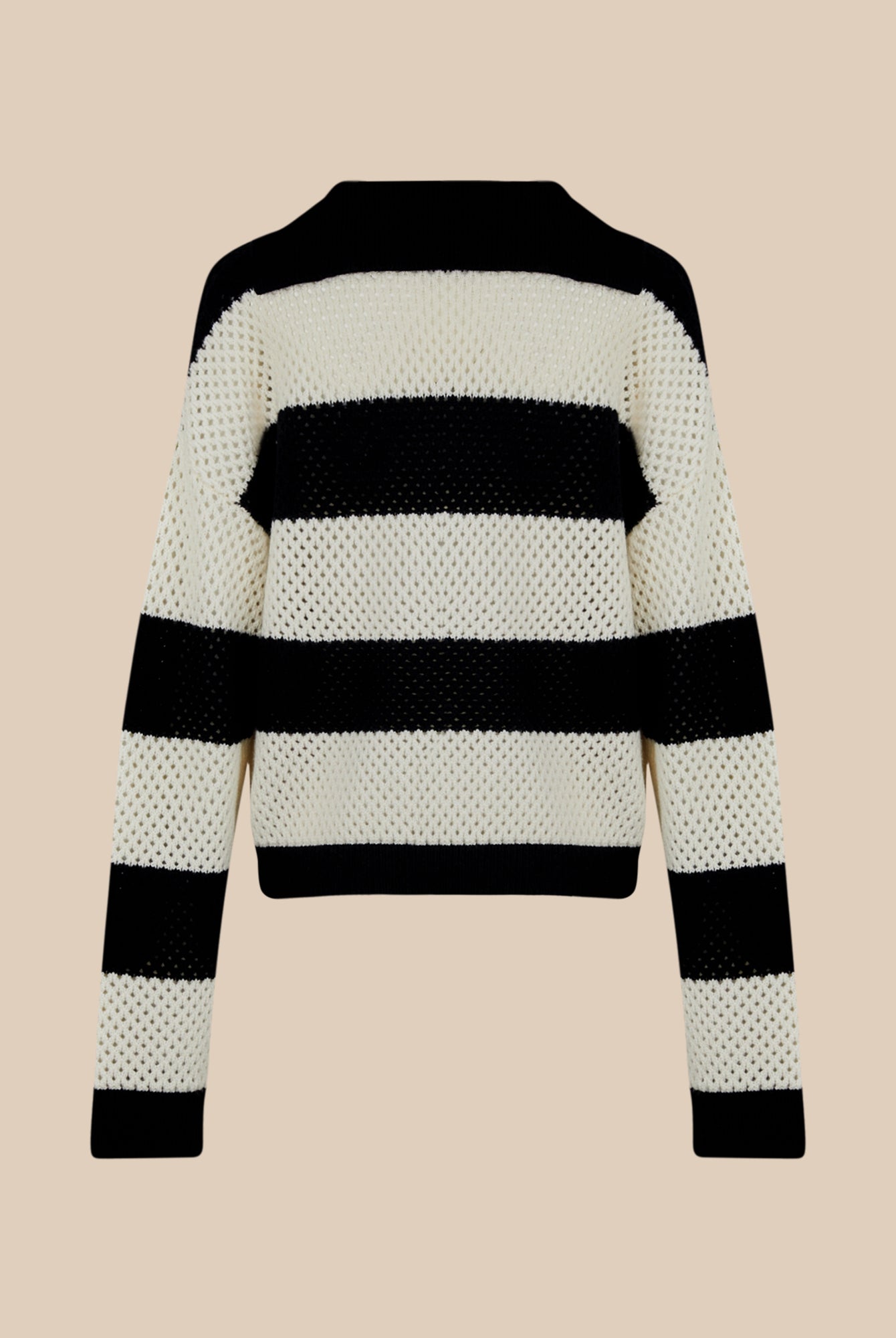 Pull vareuse résille en cachemire - Noir & Écru
