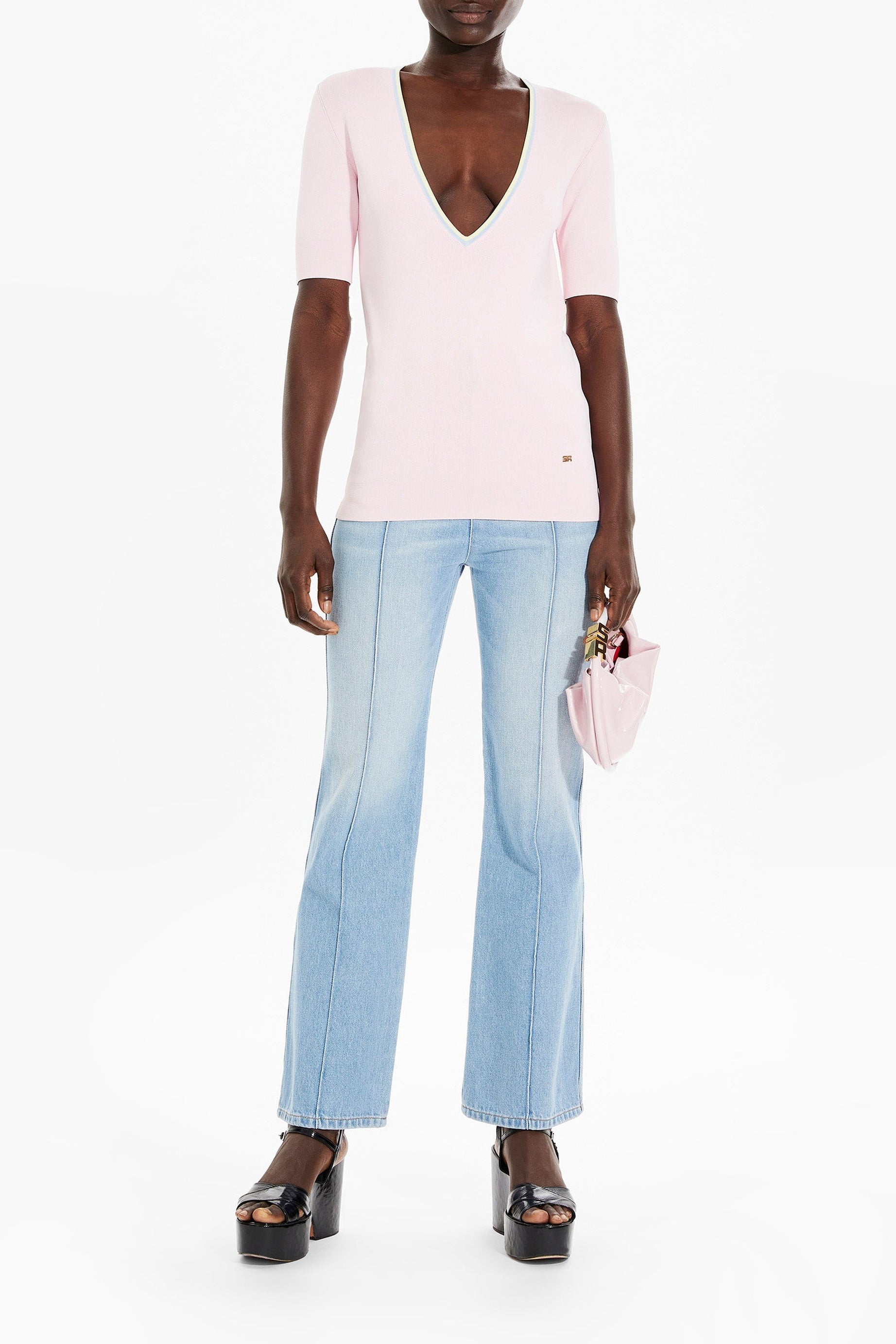 Top à encolure en v colorée - Baby Rose