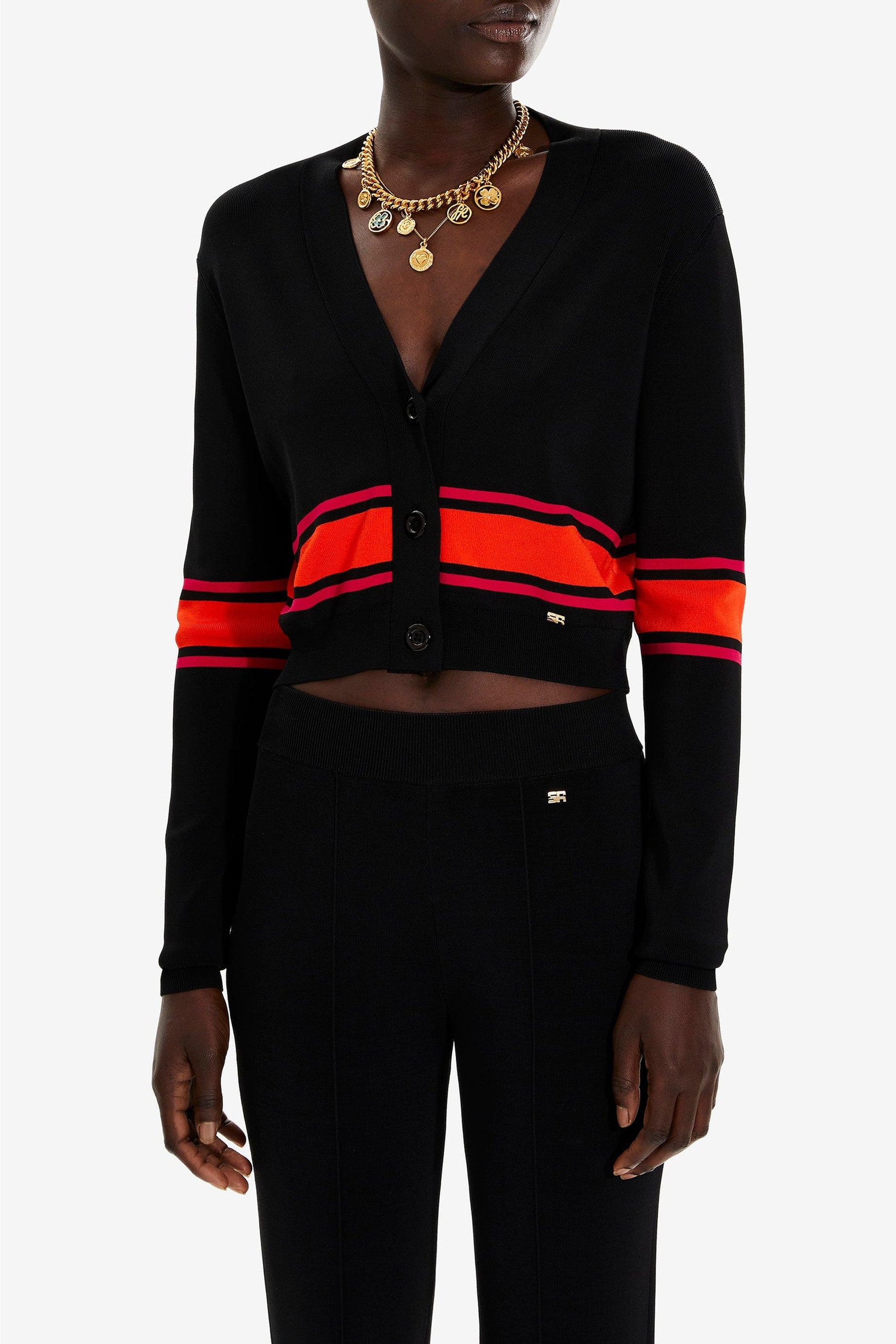Cardigan rayé - Noir