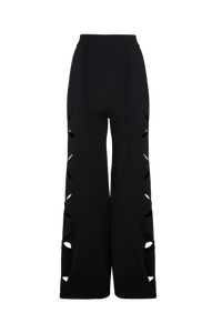 Pantalon à fleurs ajourées - Noir