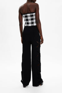 Pantalon à fleurs ajourées - Noir