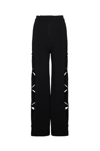 Pantalon à fleurs ajourées - Noir