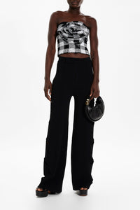 Pantalon à fleurs ajourées - Noir