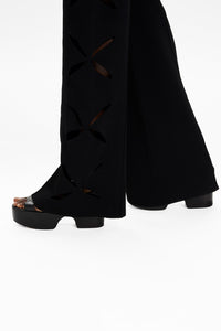 Pantalon à fleurs ajourées - Noir