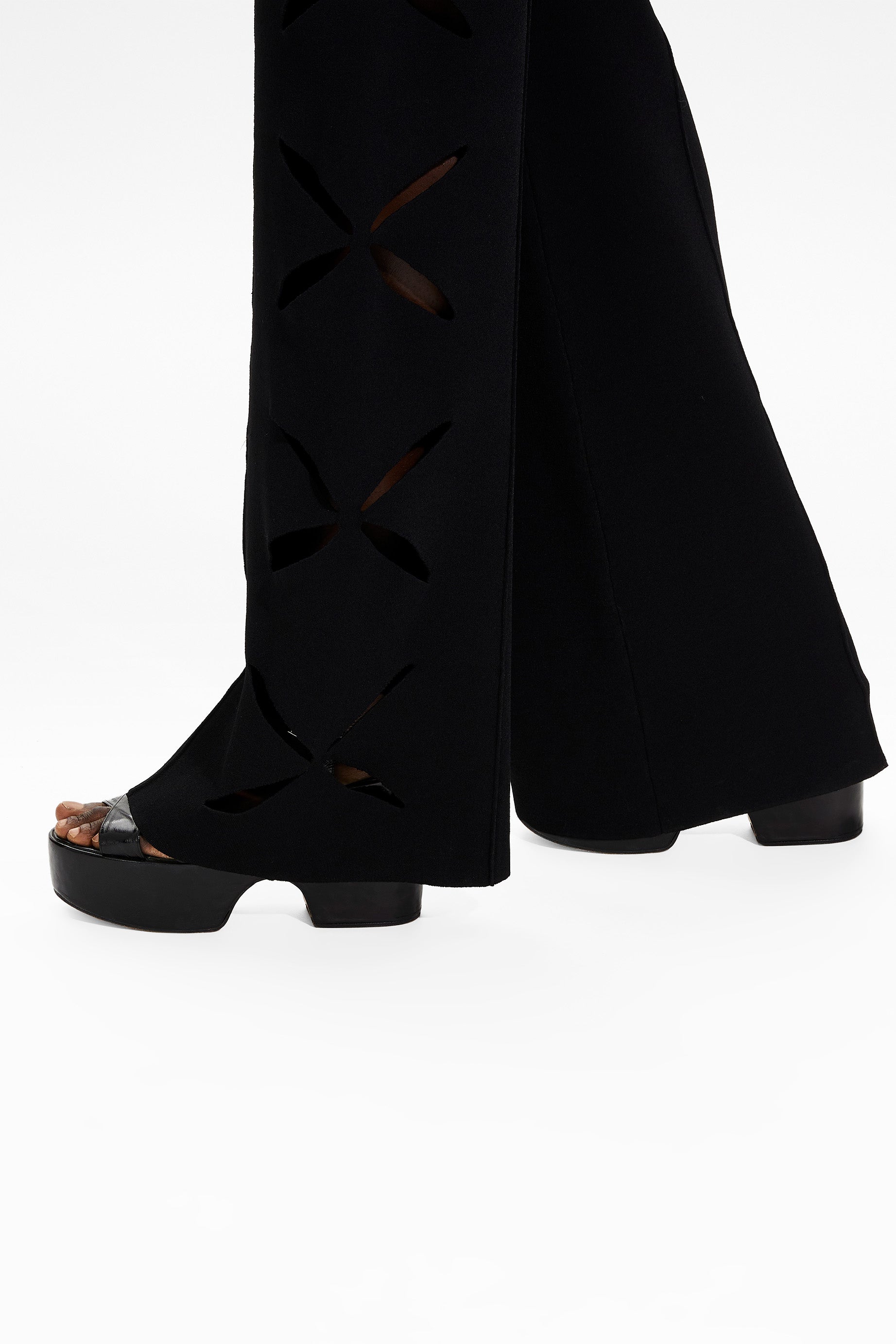 Pantalon à fleurs ajourées - Noir