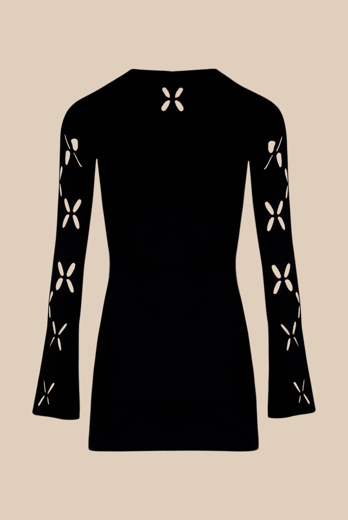 Robe maille fleurs ajourées - Noir