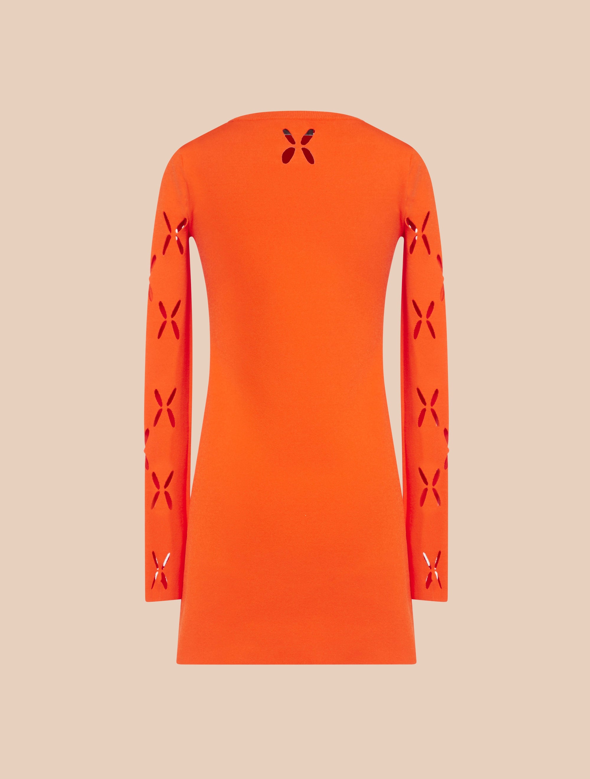 Robe maille fleurs ajourées - Corail