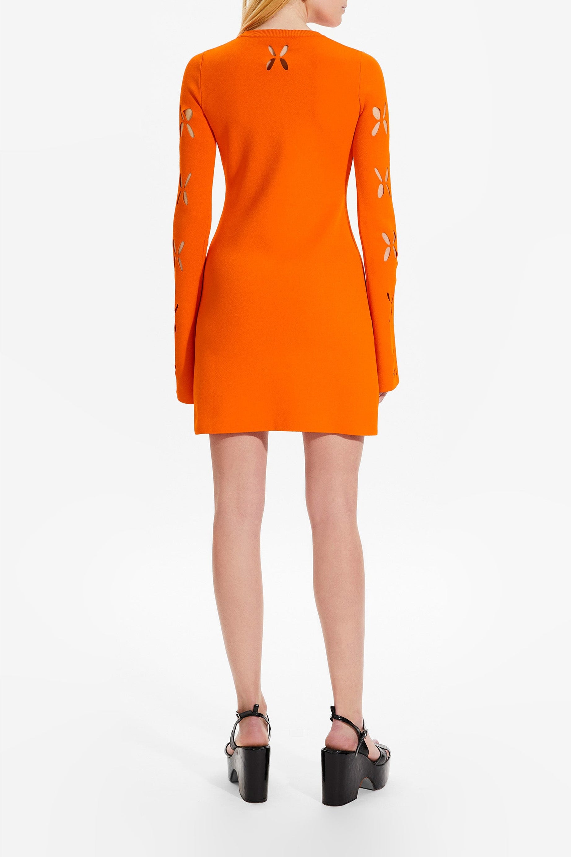 Robe maille fleurs ajourées - Corail