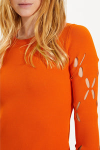 Robe maille fleurs ajourées - Corail
