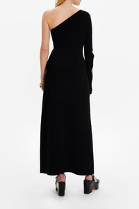 Robe longue asymétrique maille - Noir