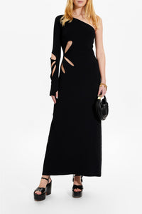 Robe longue asymétrique maille - Noir