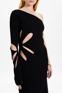 Robe longue asymétrique maille - Noir