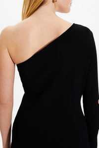 Robe longue asymétrique maille - Noir