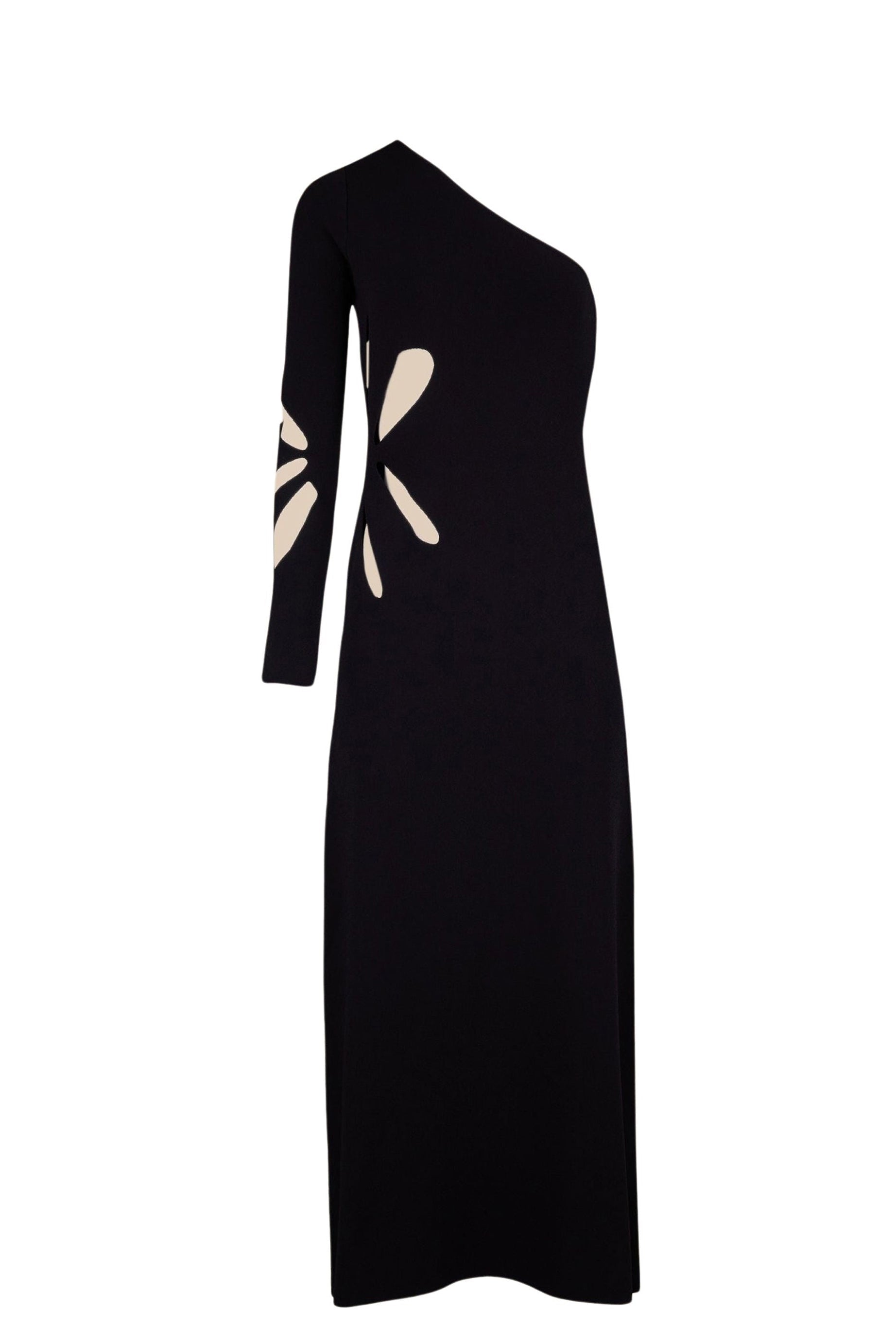 Robe longue asymétrique maille - Noir