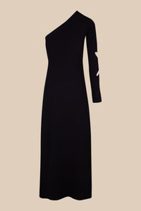 Robe longue asymétrique maille - Noir