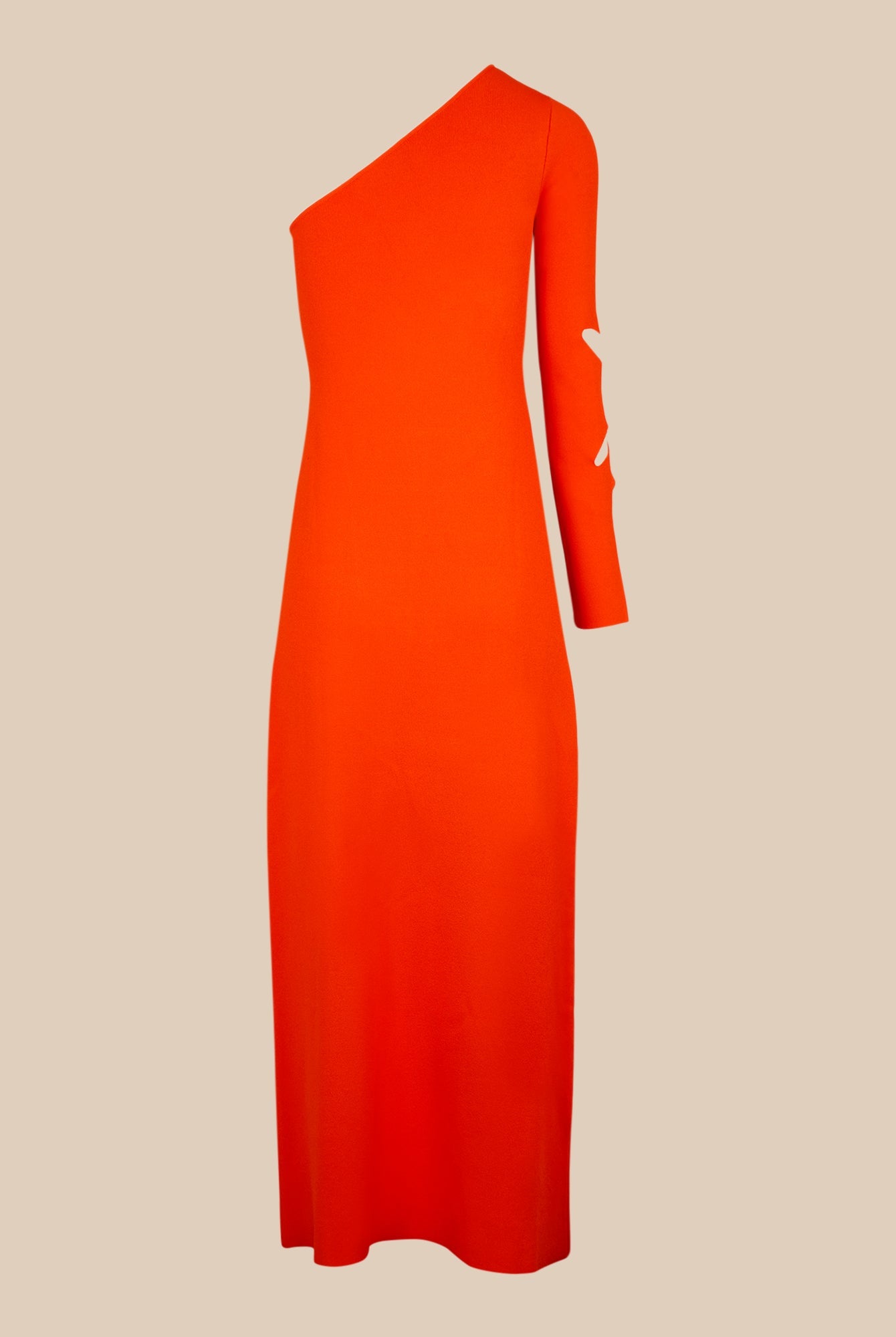 Robe longue asymétrique maille - Corail