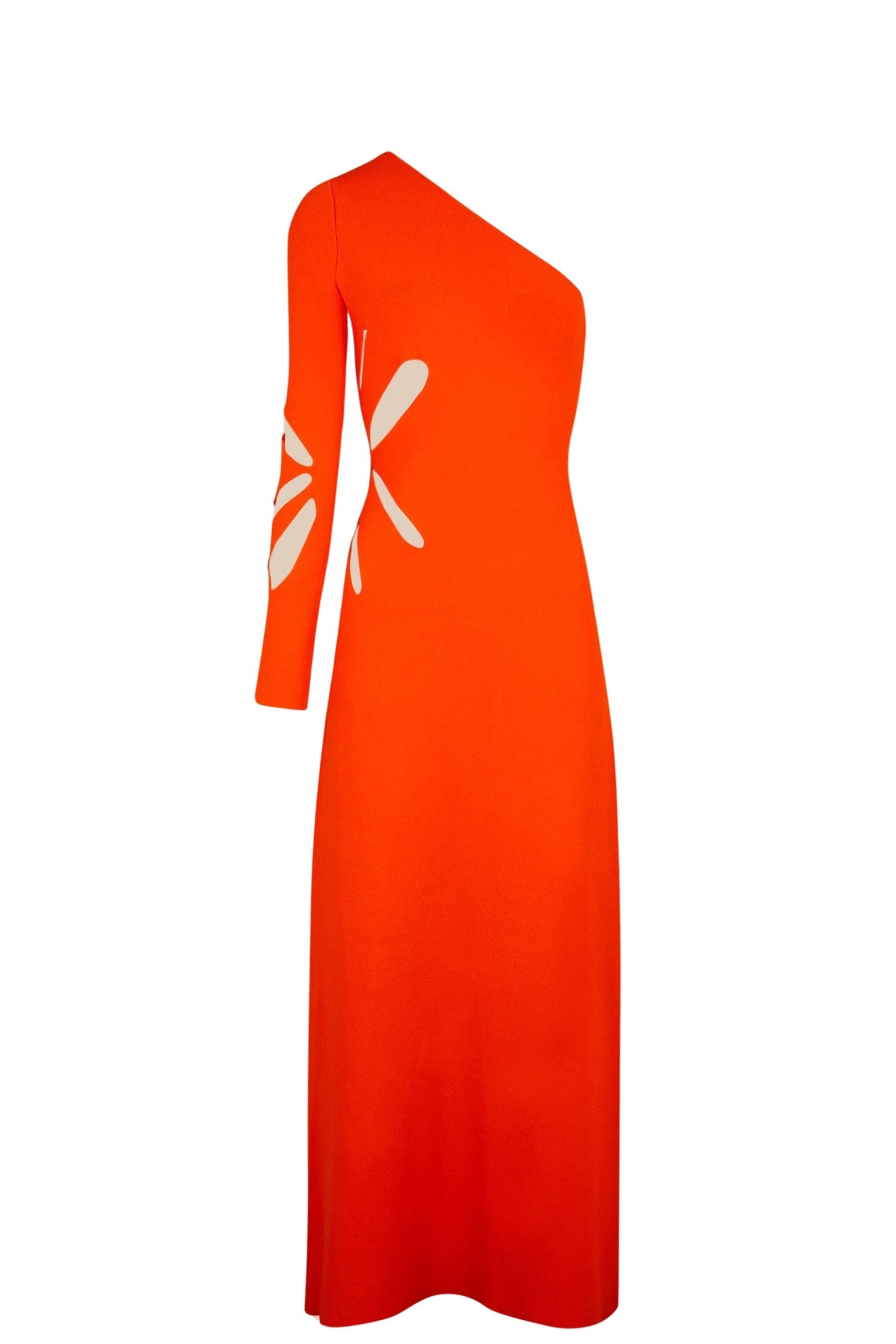 Robe longue asymétrique maille - Corail