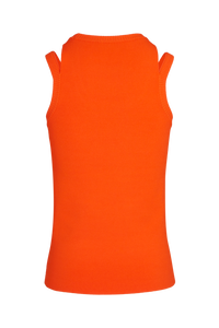 Débardeur maille bordure côtelée - Corail