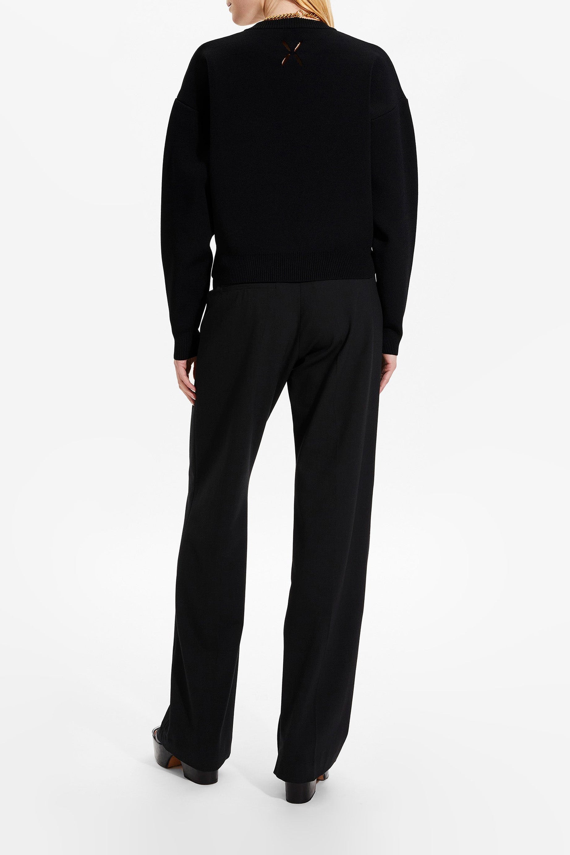 Pull à fleurs ajourées - Noir