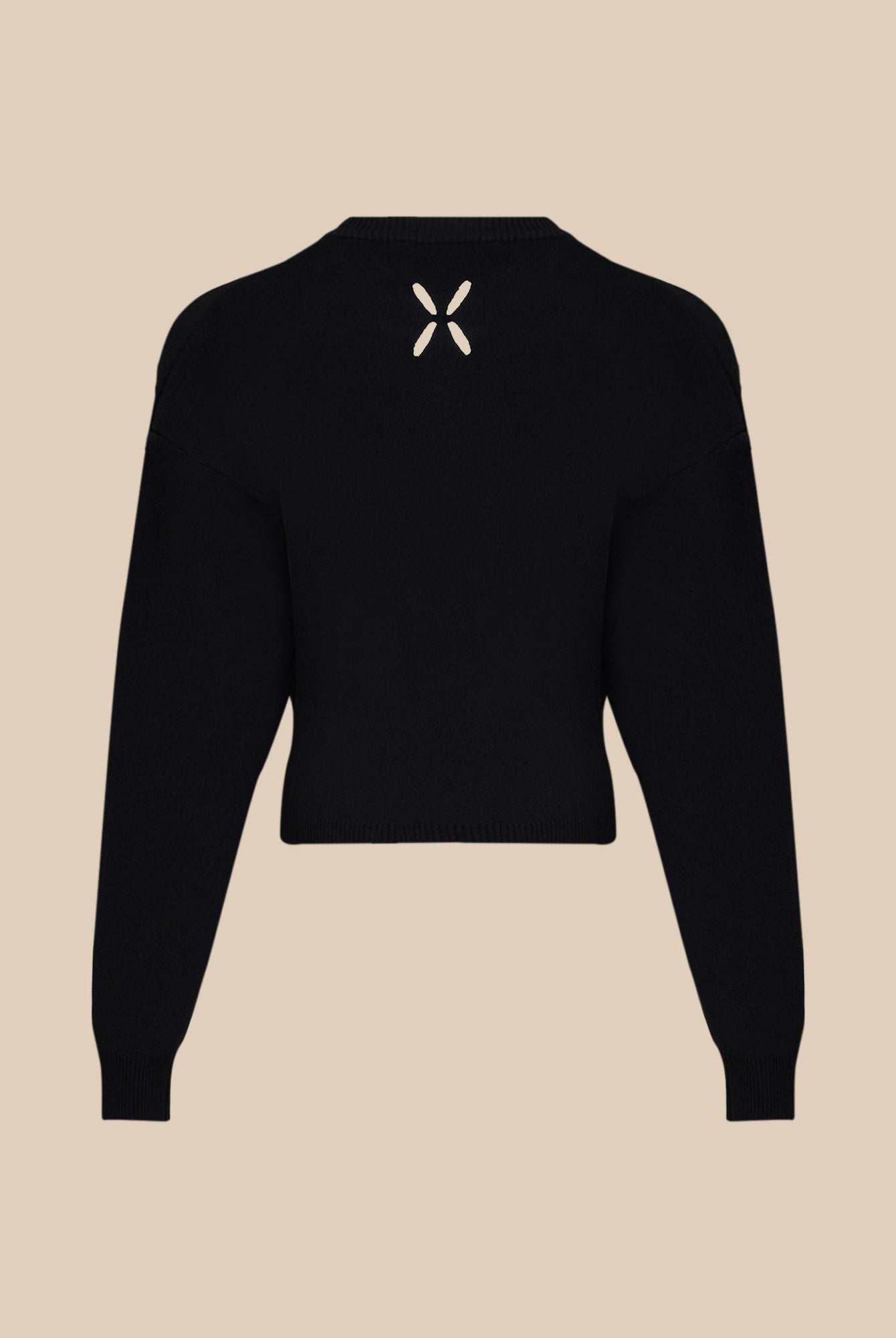 Pull à fleurs ajourées - Noir