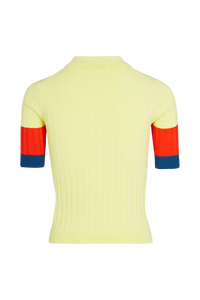 Polo côtelé à manches colorées - Baby Yellow