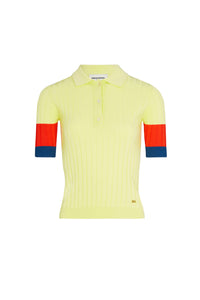 Polo côtelé à manches colorées - Baby Yellow
