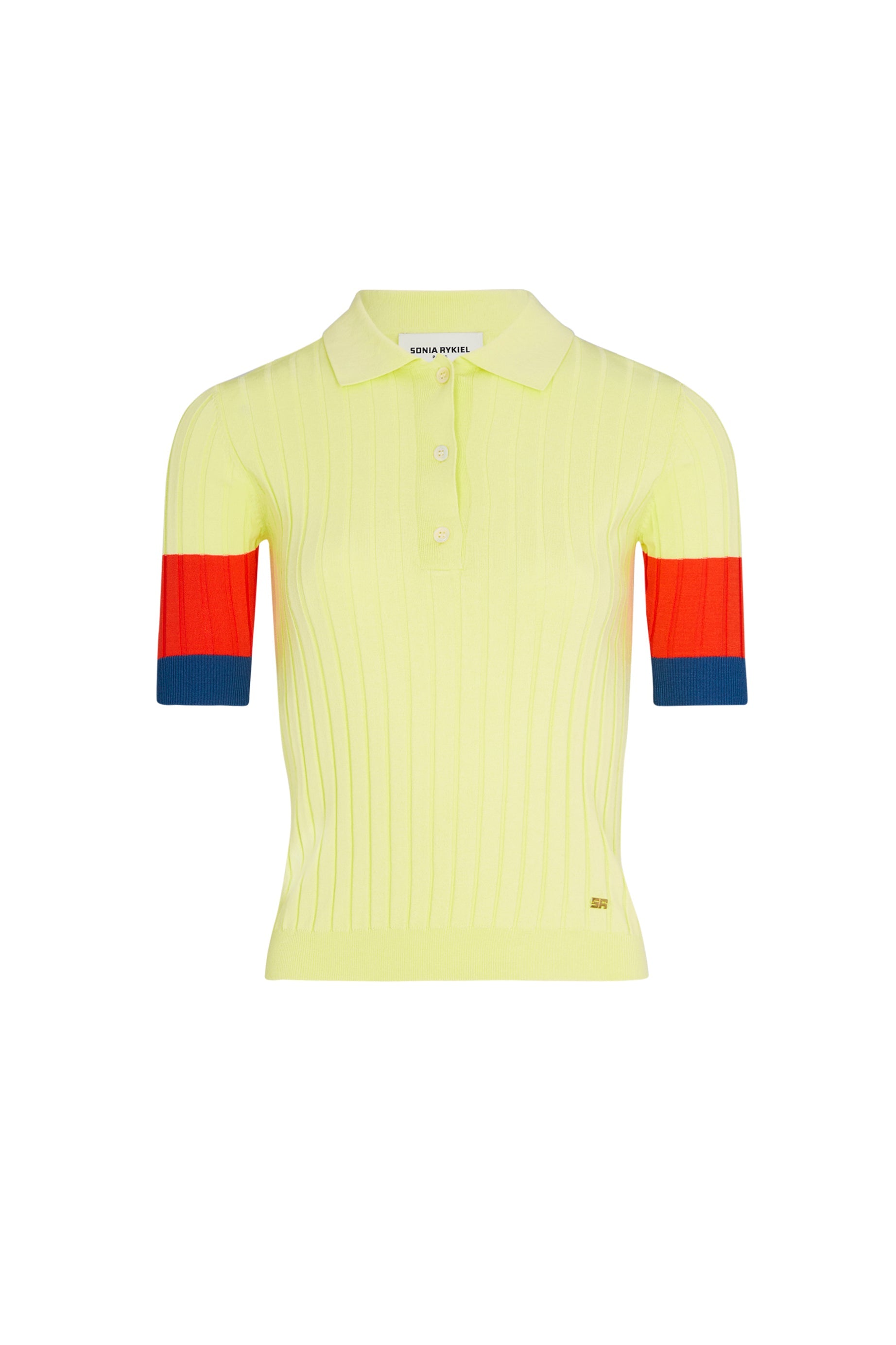 Polo côtelé à manches colorées - Baby Yellow