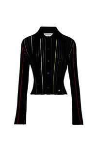 Chemise plissée rayée - Noir