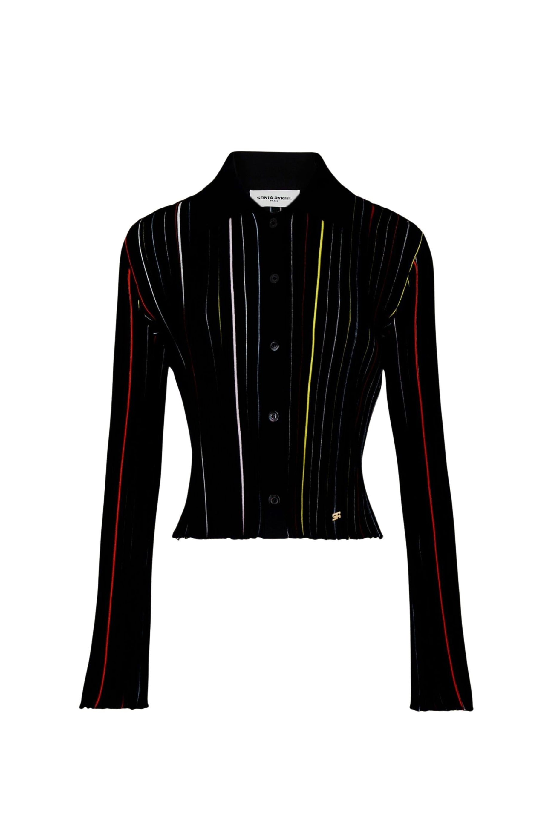 Chemise plissée rayée - Noir
