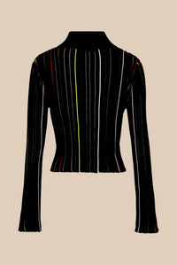 Chemise plissée rayée - Noir