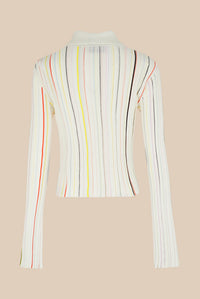 Chemise plissée rayée - Écru