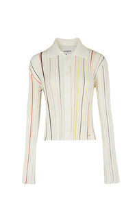 Chemise plissée rayée - Écru