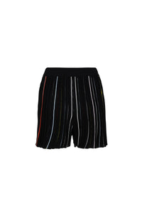 Short plissé rayé - Noir